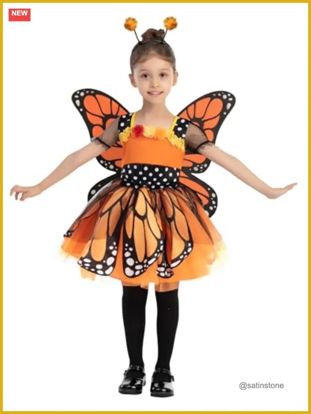 Kids Butterfly Halloween Costume with Wings and Headband - Fantasy Dress Up